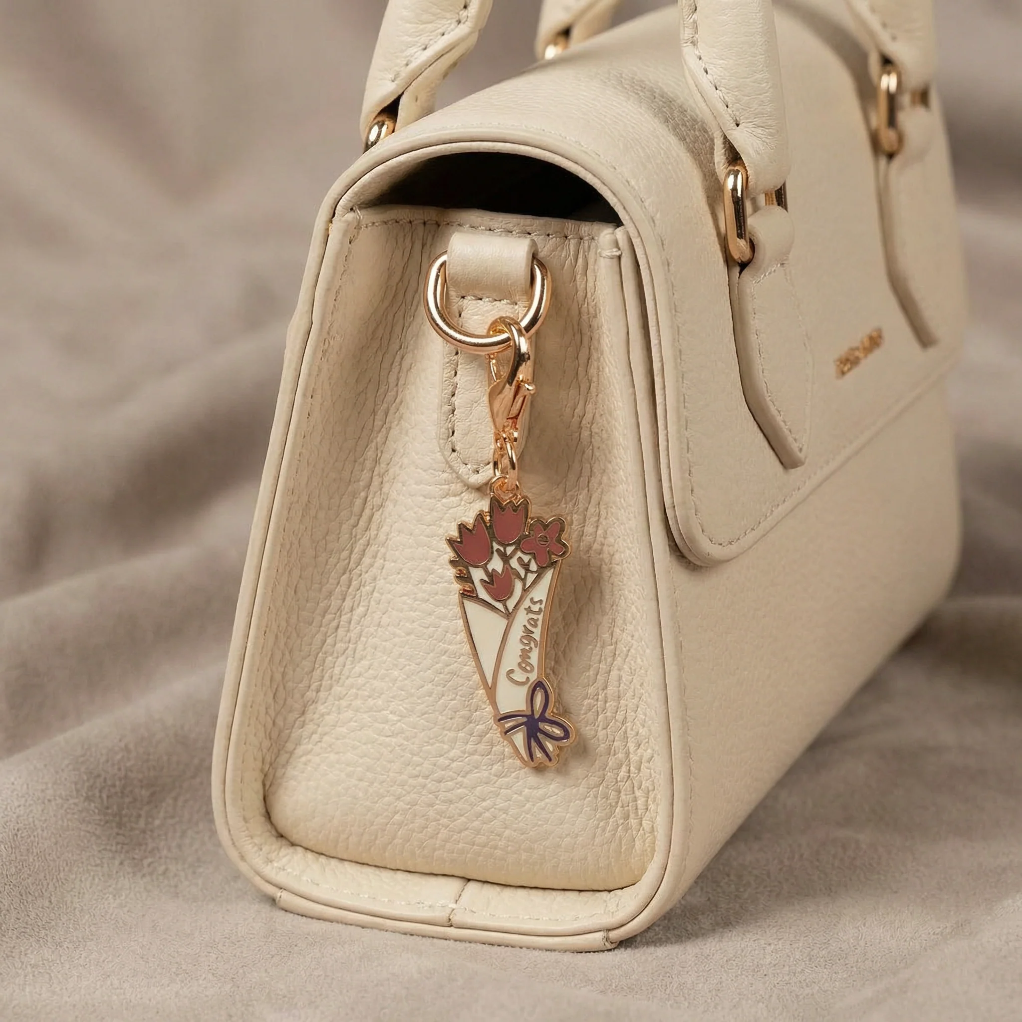 Congrats You Did It! Flower Bouquet Hard Enamel Keychain Charm | Congratulations Gift | Attach to Handbags, Backpacks, Keyrings - Image 5