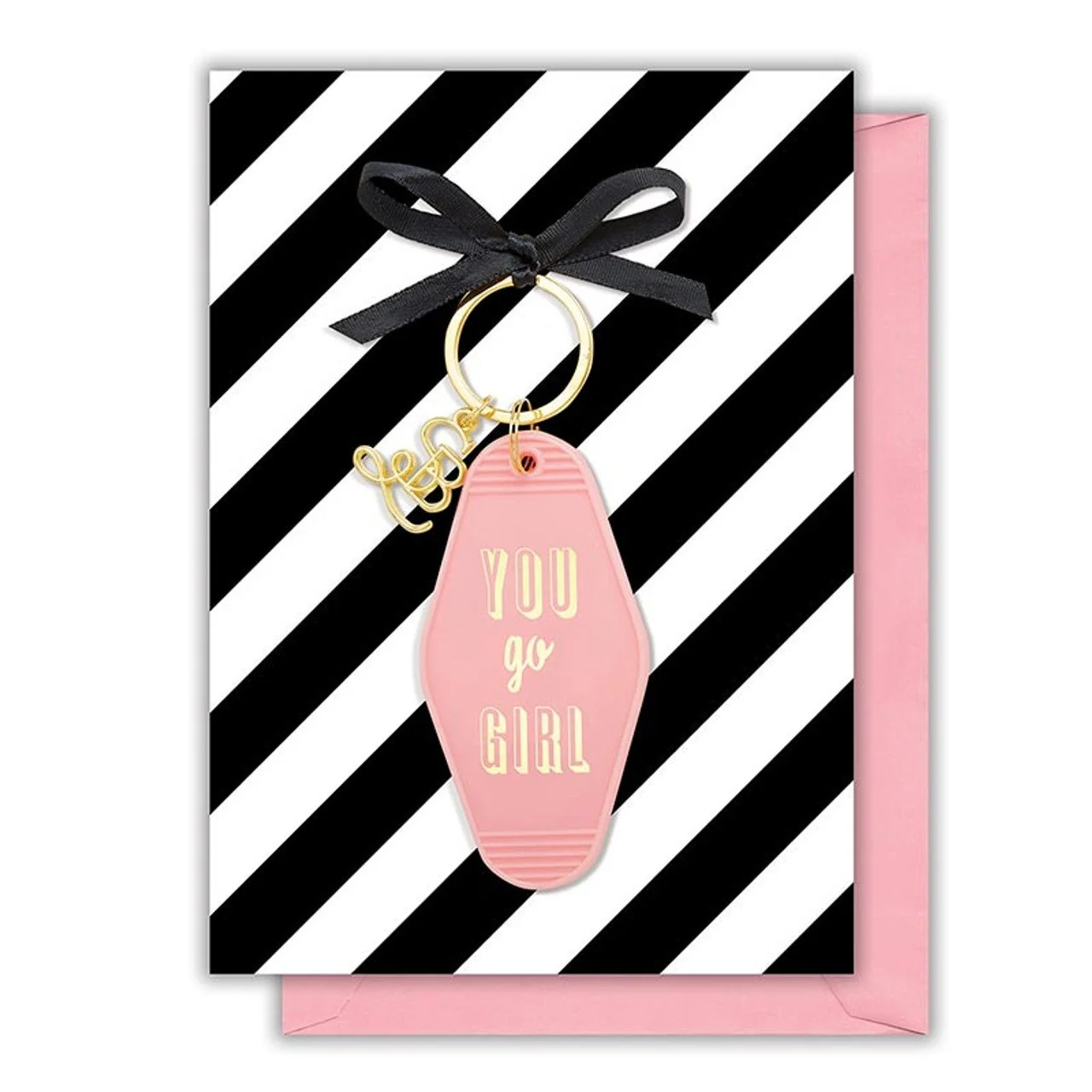 You Go Girl Motel Style Keychain with Greeting Card | Gift for Her - Image 3