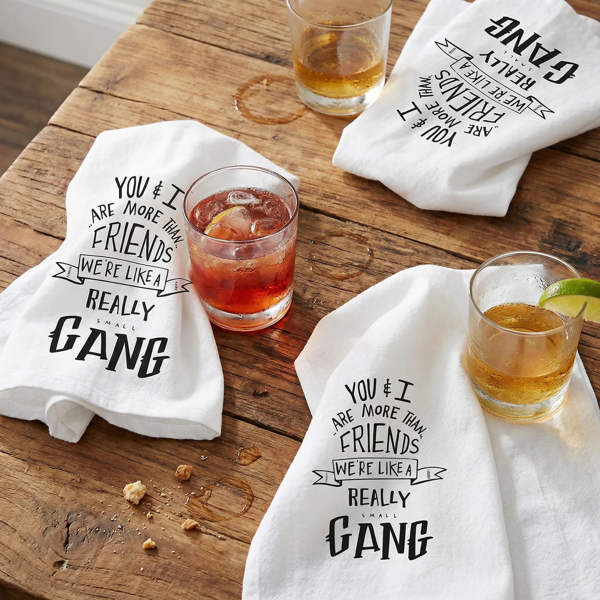 Set of 6 | You & I Are More Than Friends, We're Like a Really Small Gang Funny Snarky Dish Cloth Towel | Funny Tea Towel - Image 7
