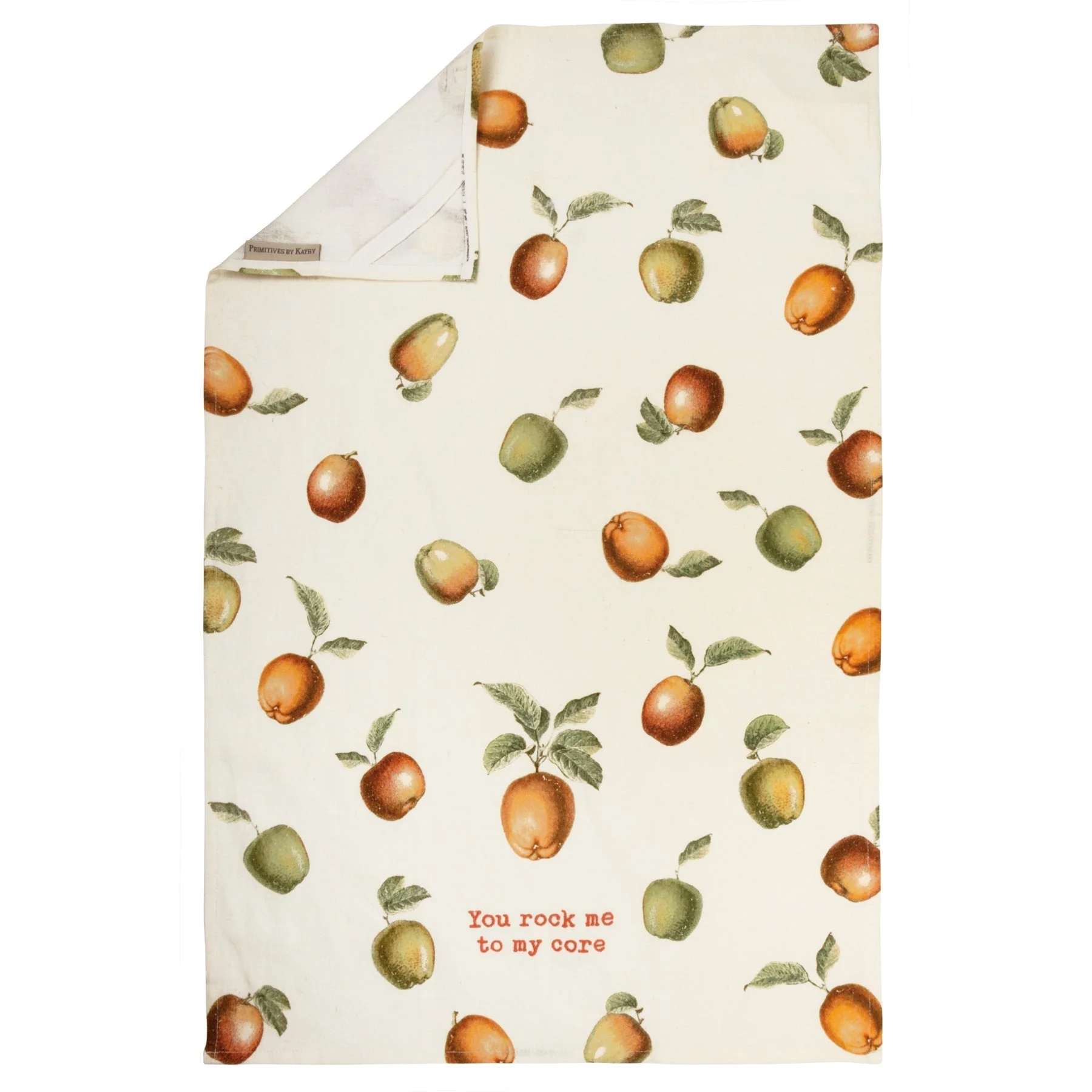 You Rock Me To My Core Apple Dish Cloth Towel | Cotten Linen Novelty Tea Towel | Embroidered Text | 18" x 28" - Image 2