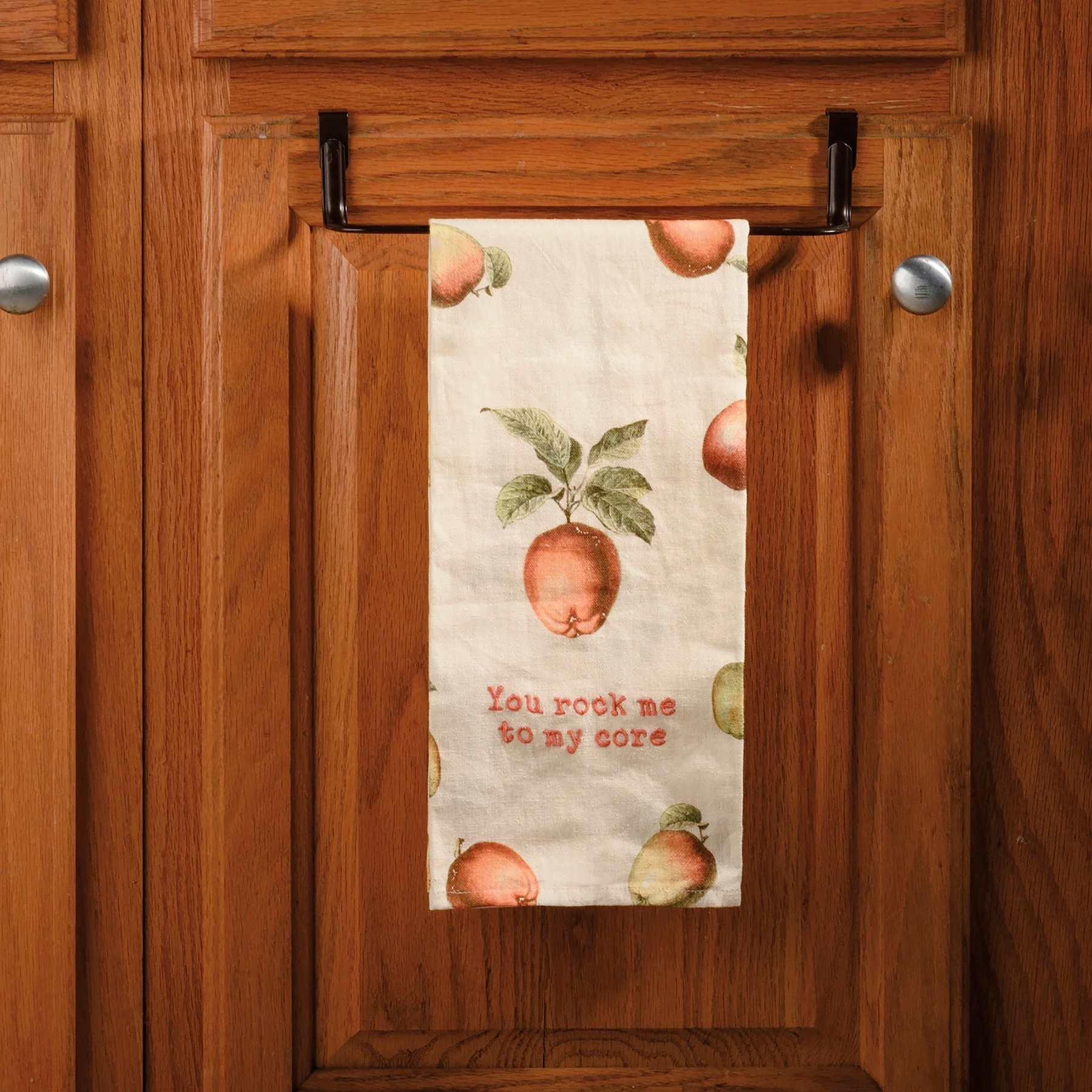 You Rock Me To My Core Apple Dish Cloth Towel | Cotten Linen Novelty Tea Towel | Embroidered Text | 18" x 28" - Image 5