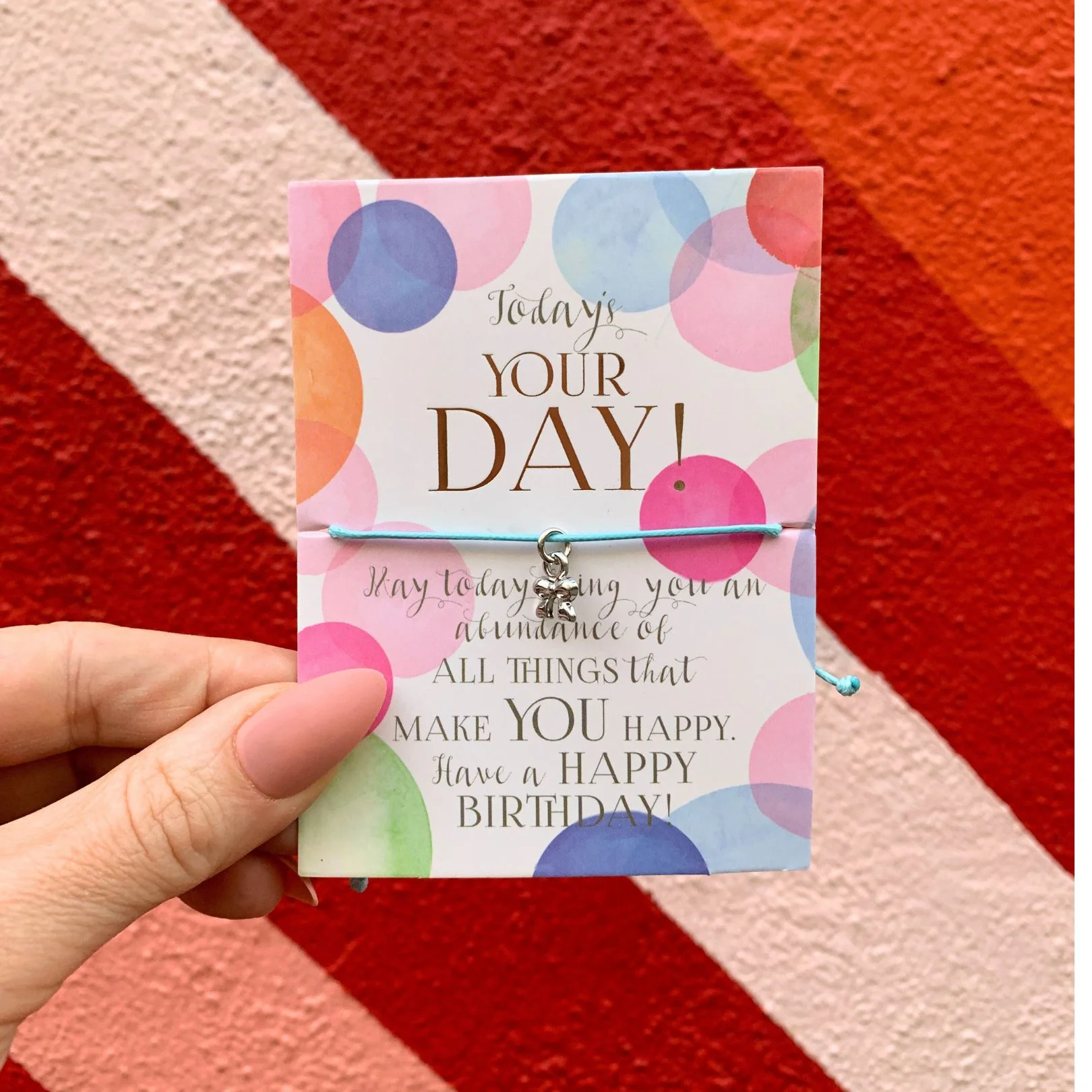Today's Your Day! Birthday Bracelet on a Gift Card | Silver Ribbon Bow Charm Jewelry - Image 2