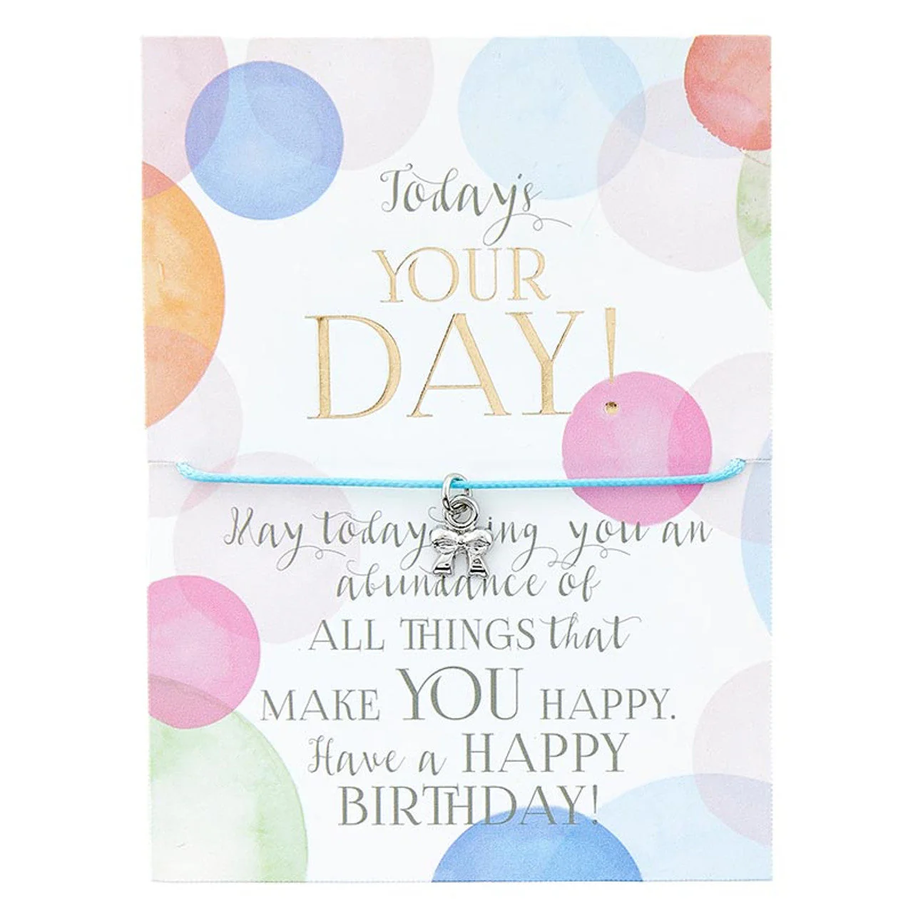 Today's Your Day! Birthday Bracelet on a Gift Card | Silver Ribbon Bow Charm Jewelry - Image 4