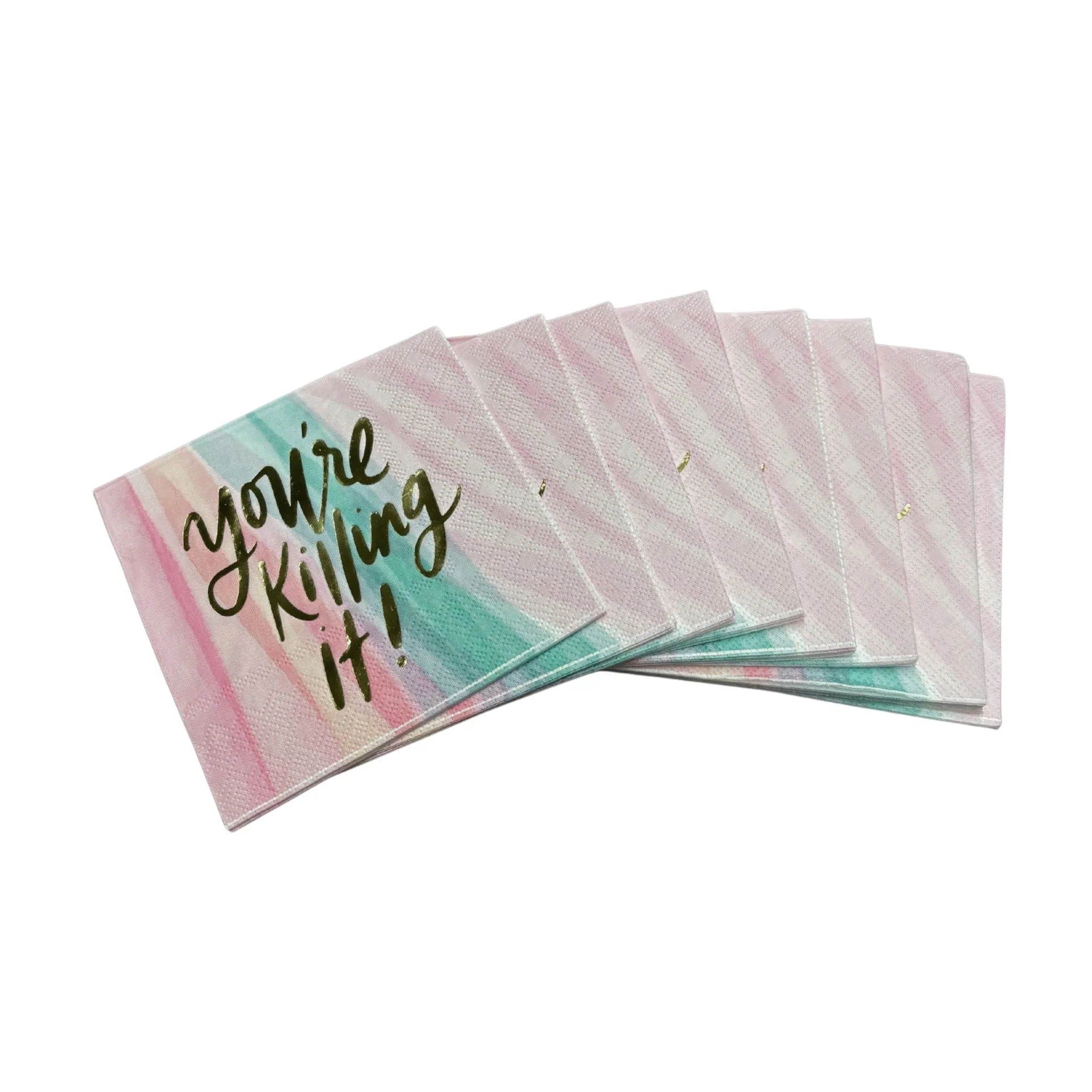 You're Killing It Beverage Napkins in Watercolor Design | Gold Foil Cocktail Party Paper Napkin | 5" x 5" - Image 10