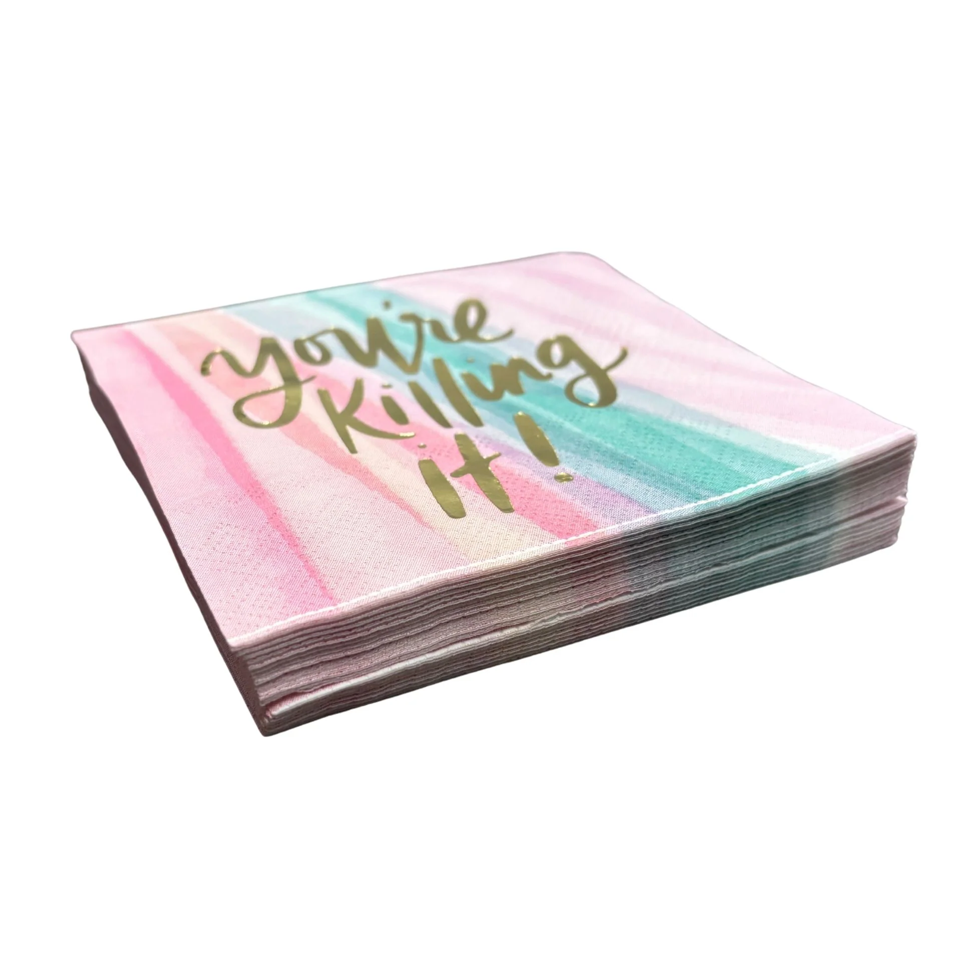You're Killing It Beverage Napkins in Watercolor Design | Gold Foil Cocktail Party Paper Napkin | 5" x 5" - Image 5