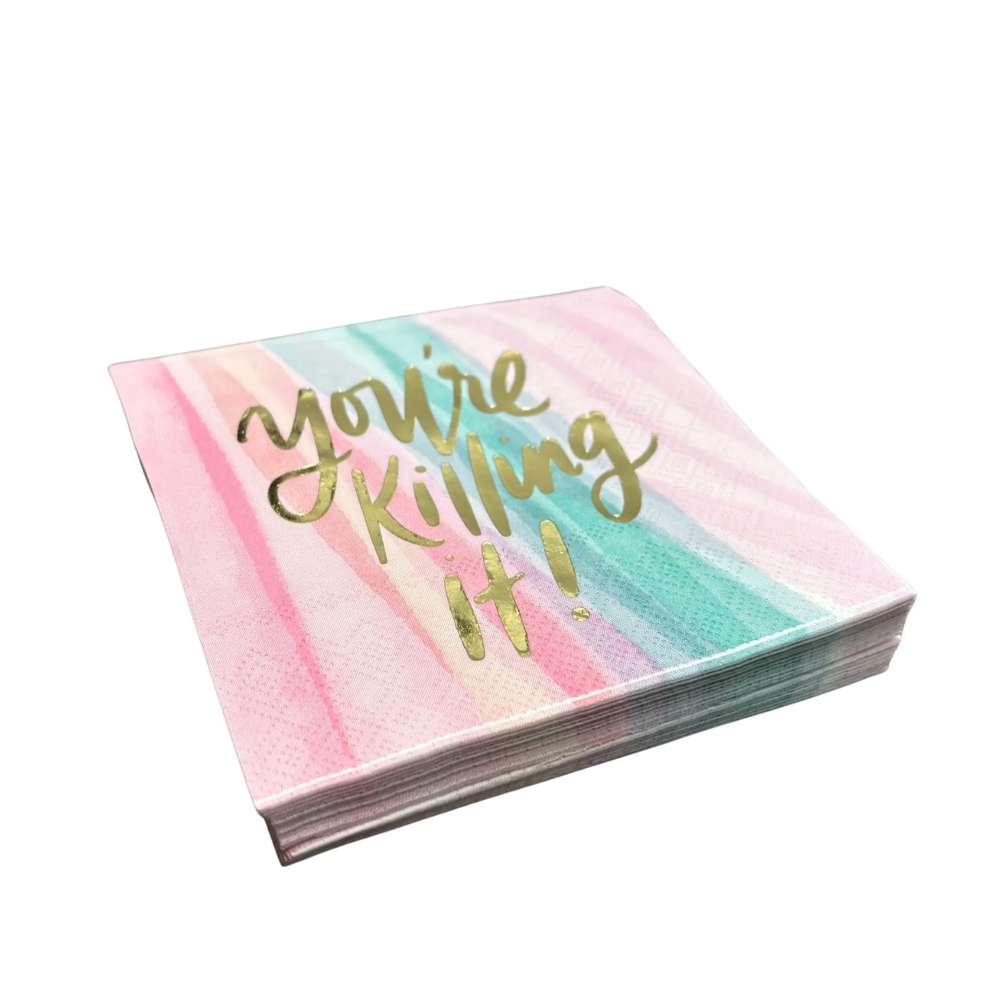 You're Killing It Beverage Napkins in Watercolor Design | Gold Foil Cocktail Party Paper Napkin | 5" x 5" - Image 7