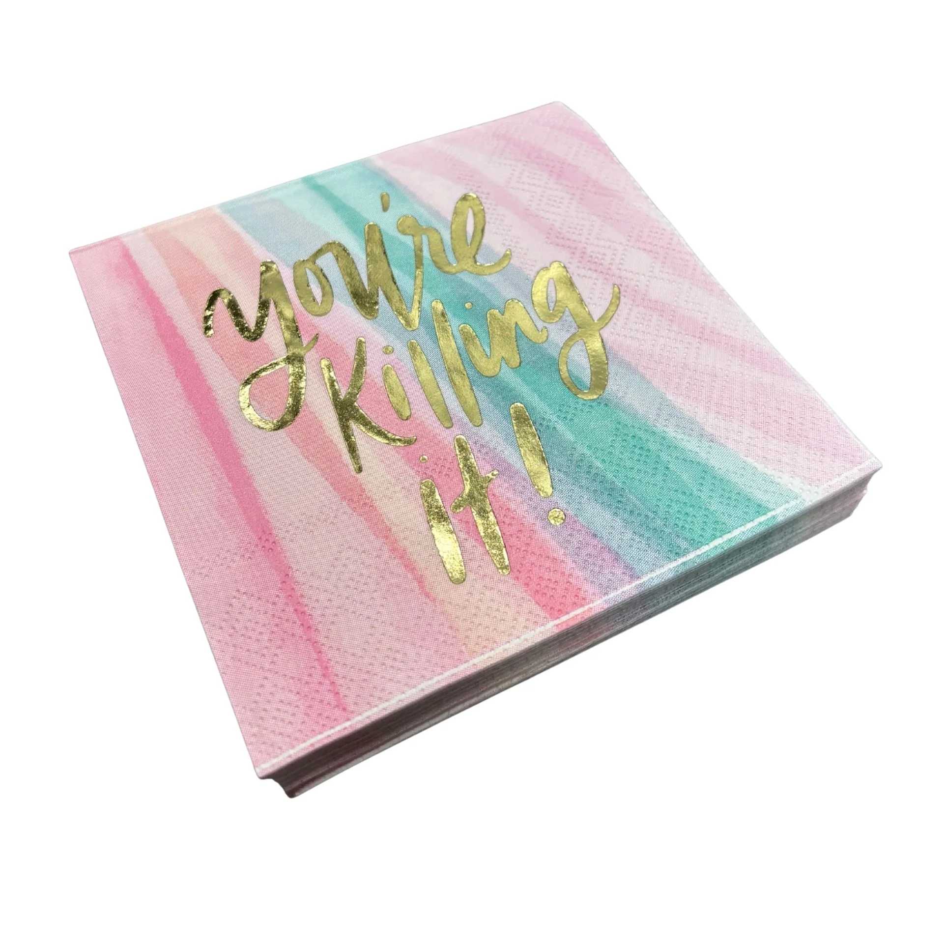 You're Killing It Beverage Napkins in Watercolor Design | Gold Foil Cocktail Party Paper Napkin | 5" x 5" - Image 8