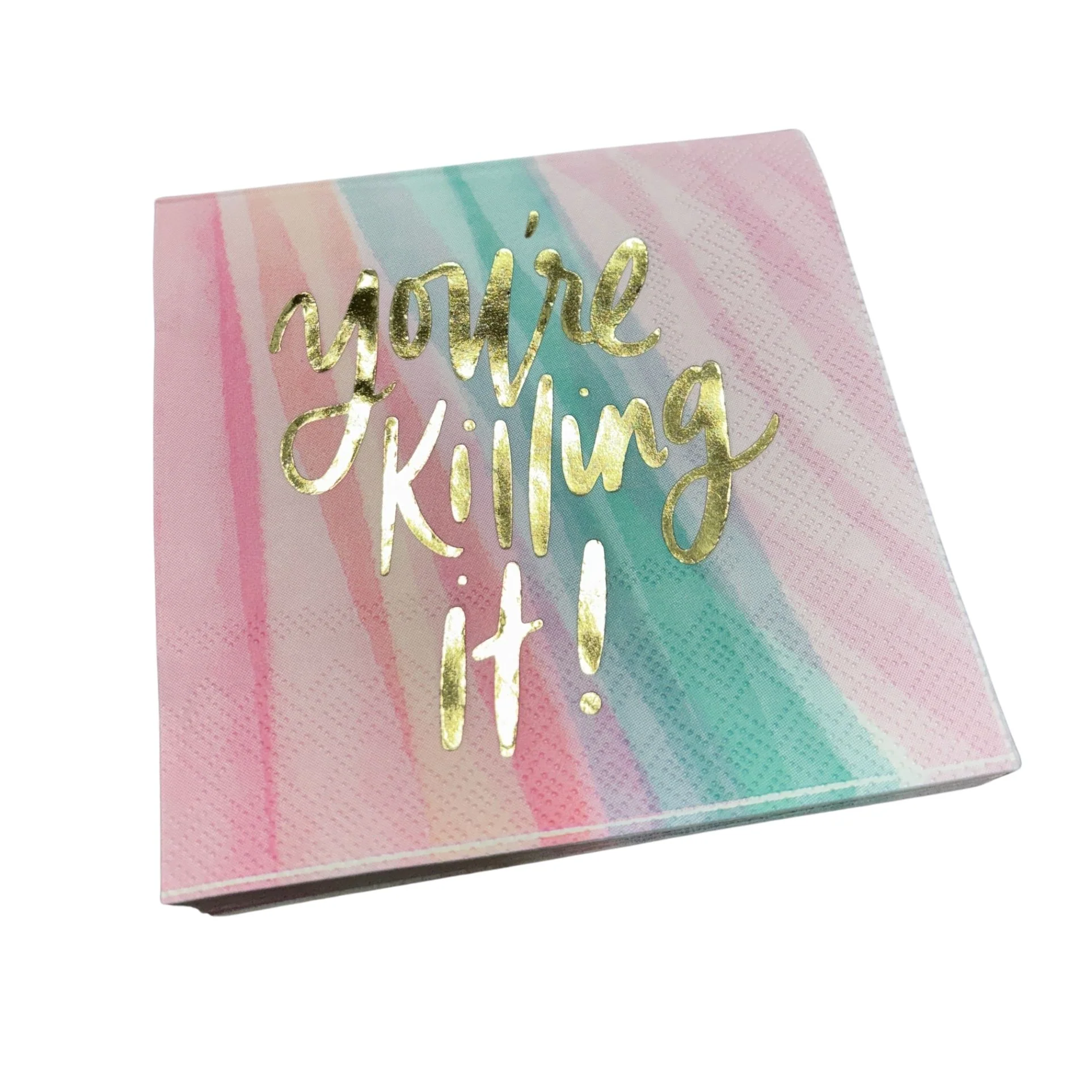 You're Killing It Beverage Napkins in Watercolor Design | Gold Foil Cocktail Party Paper Napkin | 5" x 5" - Image 9