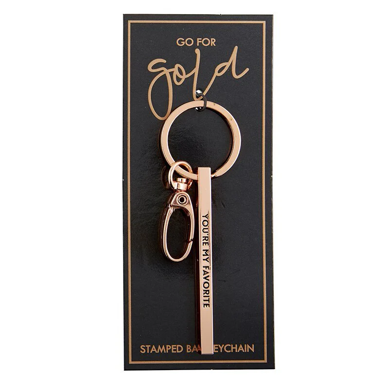 You're My Favorite Rose Gold Stamped Bar Keychain | Minimalist Metal Quote Keychain Stocking Stuffer - Image 5