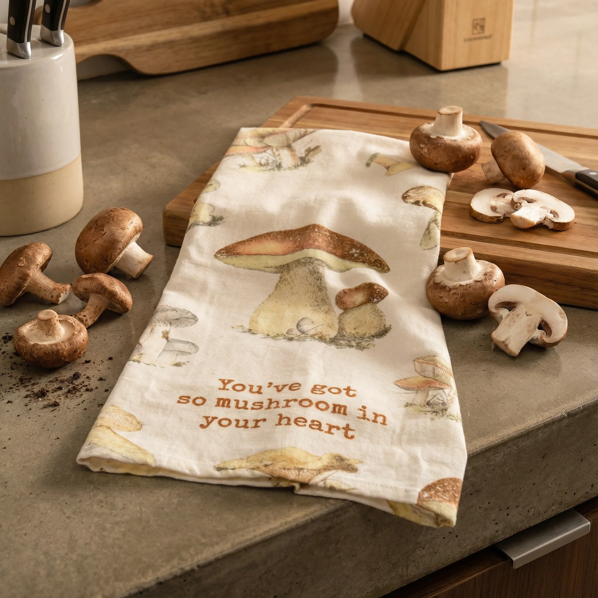 You've Got So Mushroom In Your Heart Funny Dish Cloth Towel | Cotton and Linen | Embroidered Text | 18" x 28" - Image 6