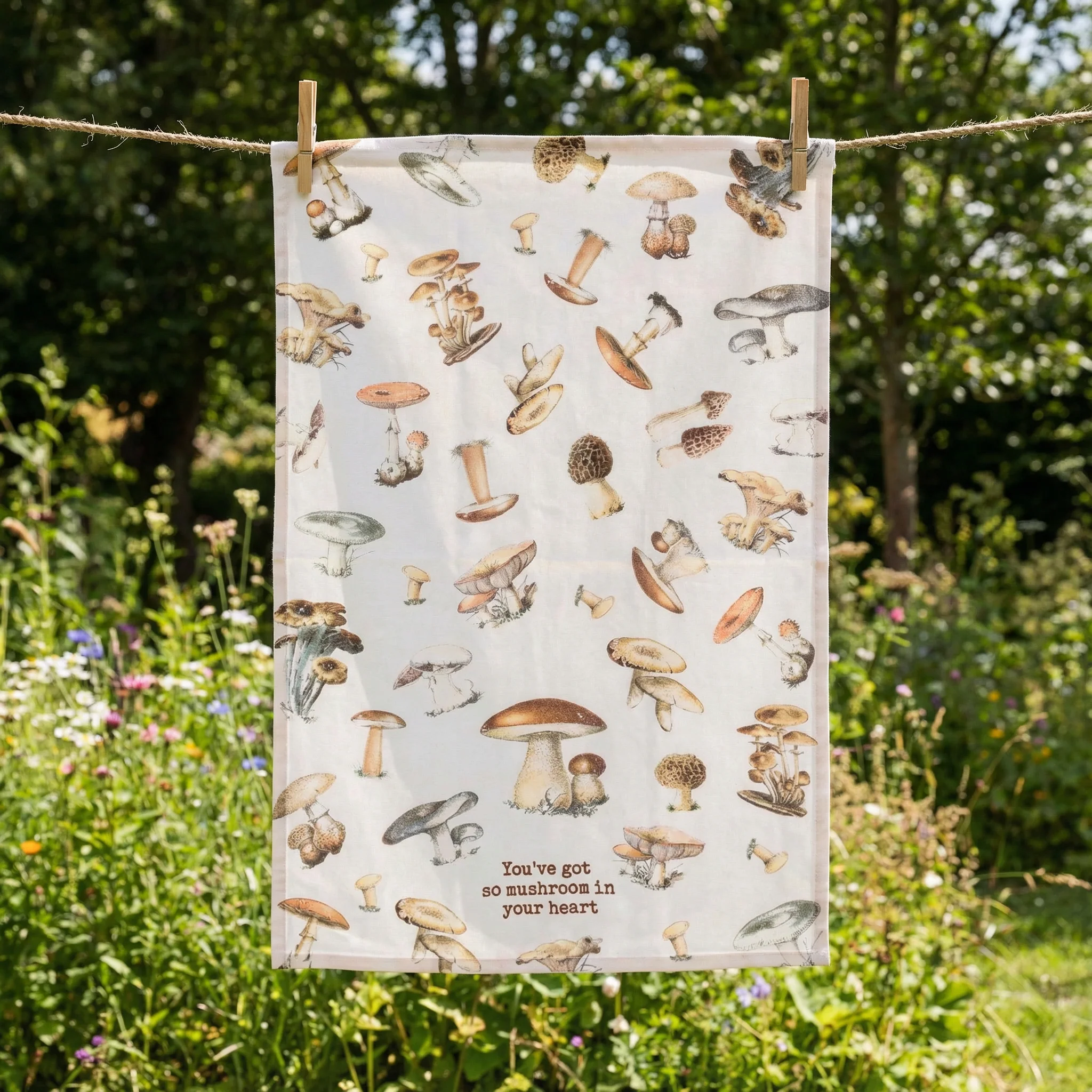 You've Got So Mushroom In Your Heart Funny Dish Cloth Towel | Cotton and Linen | Embroidered Text | 18" x 28" - Image 7