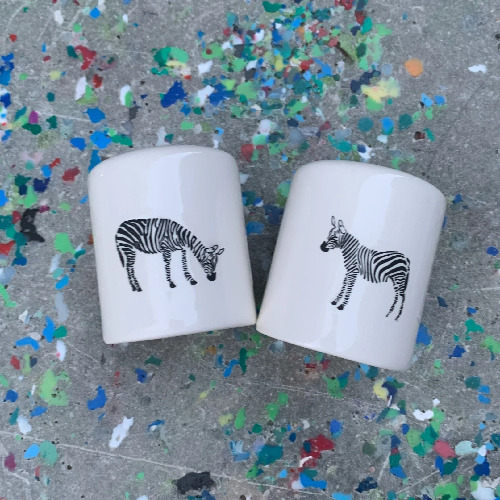 Zebra Salt And Pepper Shakers Set in White | Farmhouse Stoneware | Gift for Her - Image 4