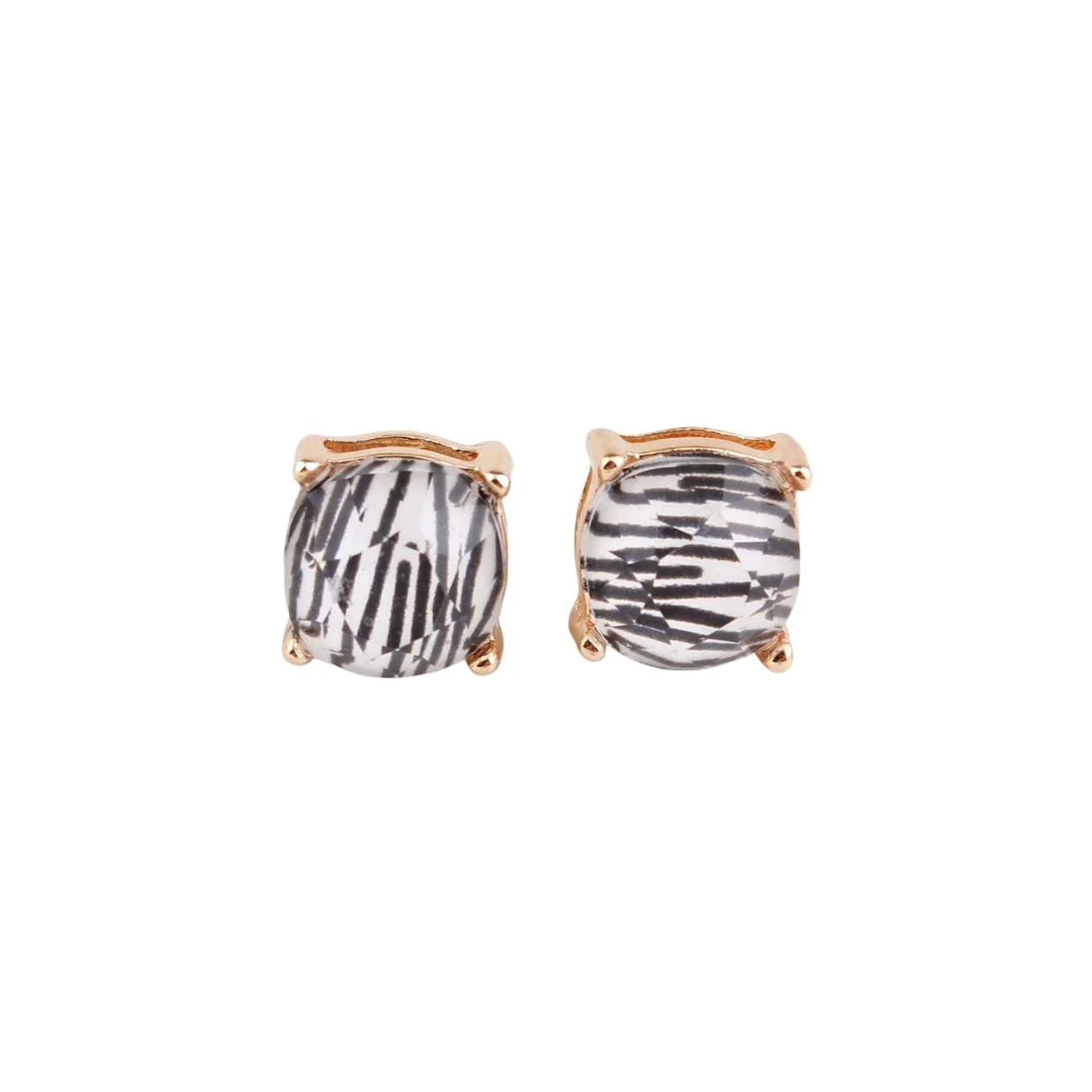 Zebra Stripes Square Stud Earrings - Image 3