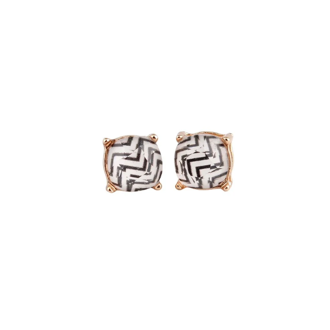 Zebra Stripes Square Stud Earrings - Image 4