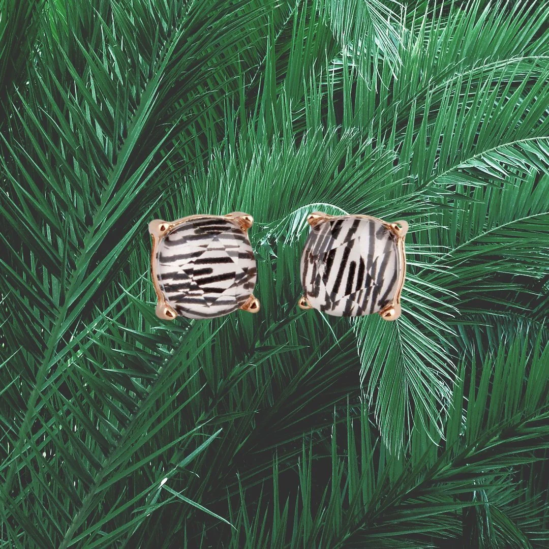 Zebra Stripes Square Stud Earrings - Image 5