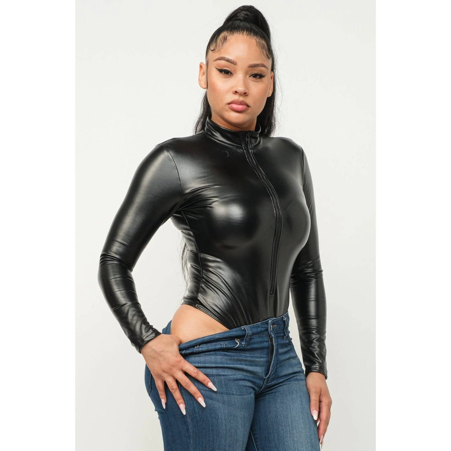 Zipper Front Bodysuit in Mocha [Available in SM-L] - Image 5