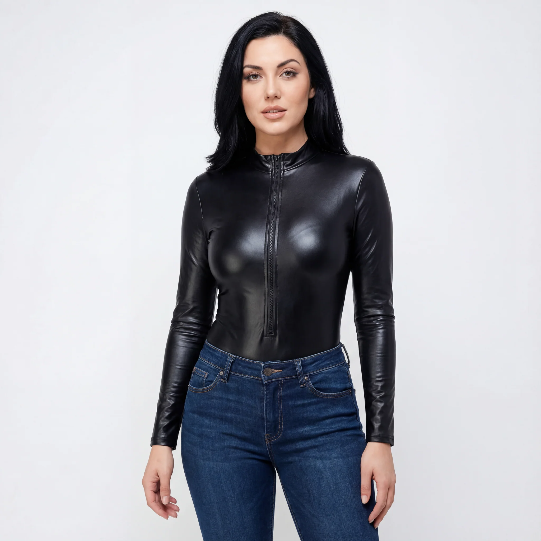 Zipper Front PU Bodysuit in Red [Available in SM-L] - Image 7